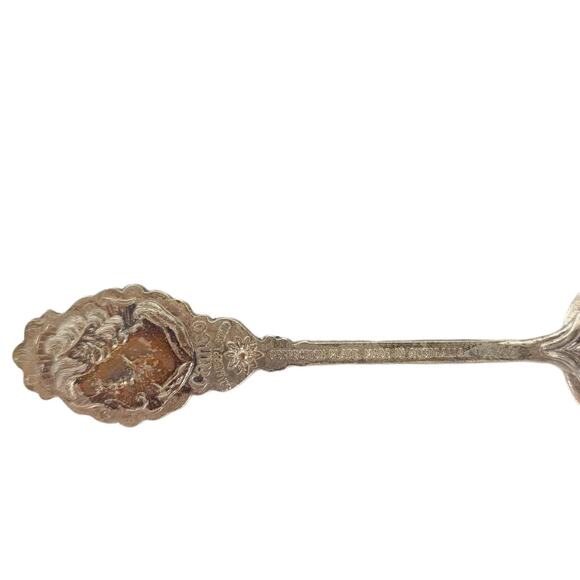 Vtg Mid-Century Niagara Falls Souvenir Cameo Silverplate Spoon & Ceramic Thimble - Picture 6 of 10